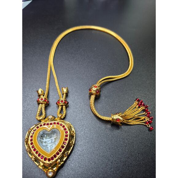 Elizabeth Taylor for Avon Shah Jehan Taj Mahal Heart Necklace Gold-Tone Ruby - Picture 13 of 15